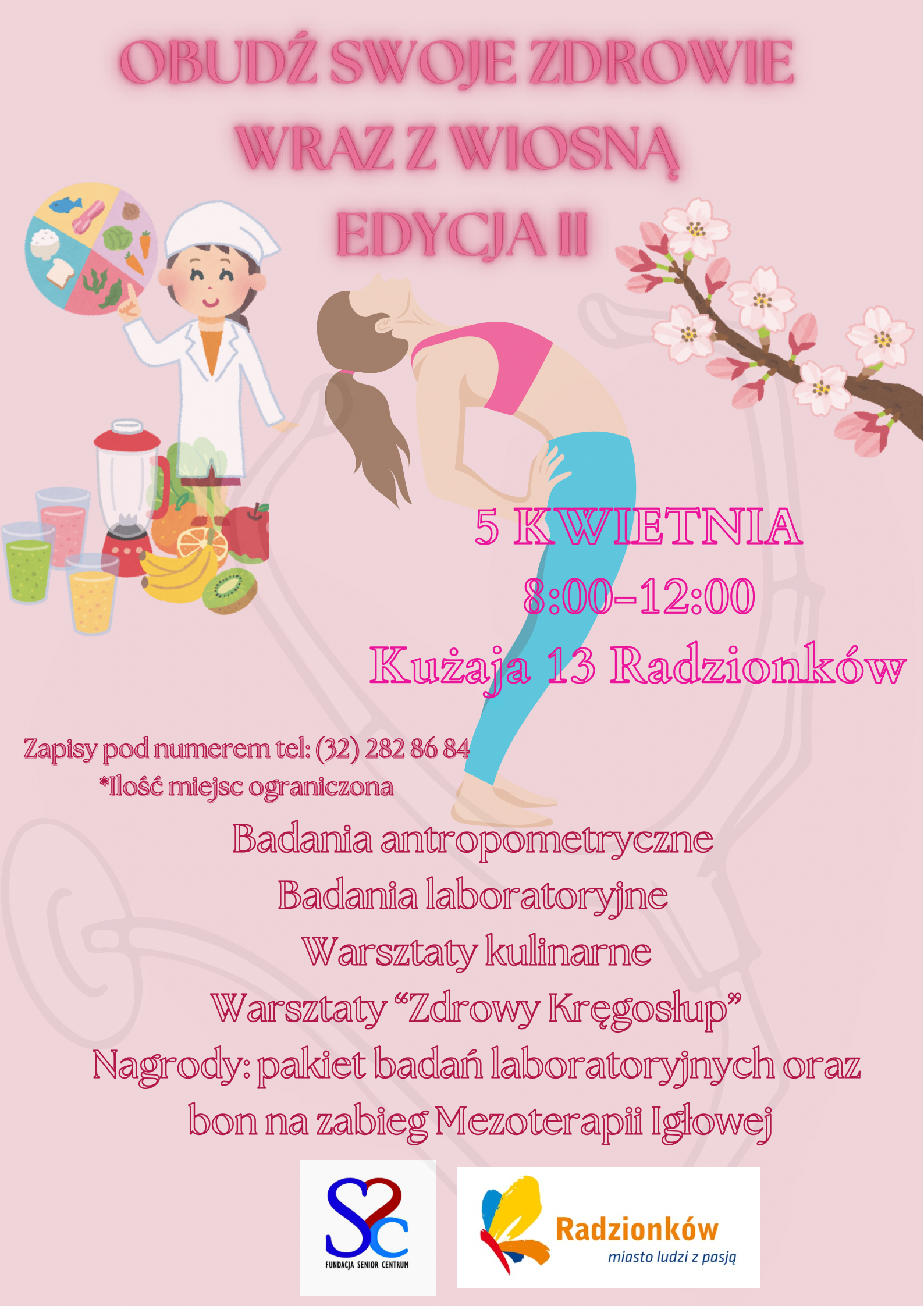 Plakat informacyjny o akcji "Obudź swoje zdrowie wraz z wiosną"