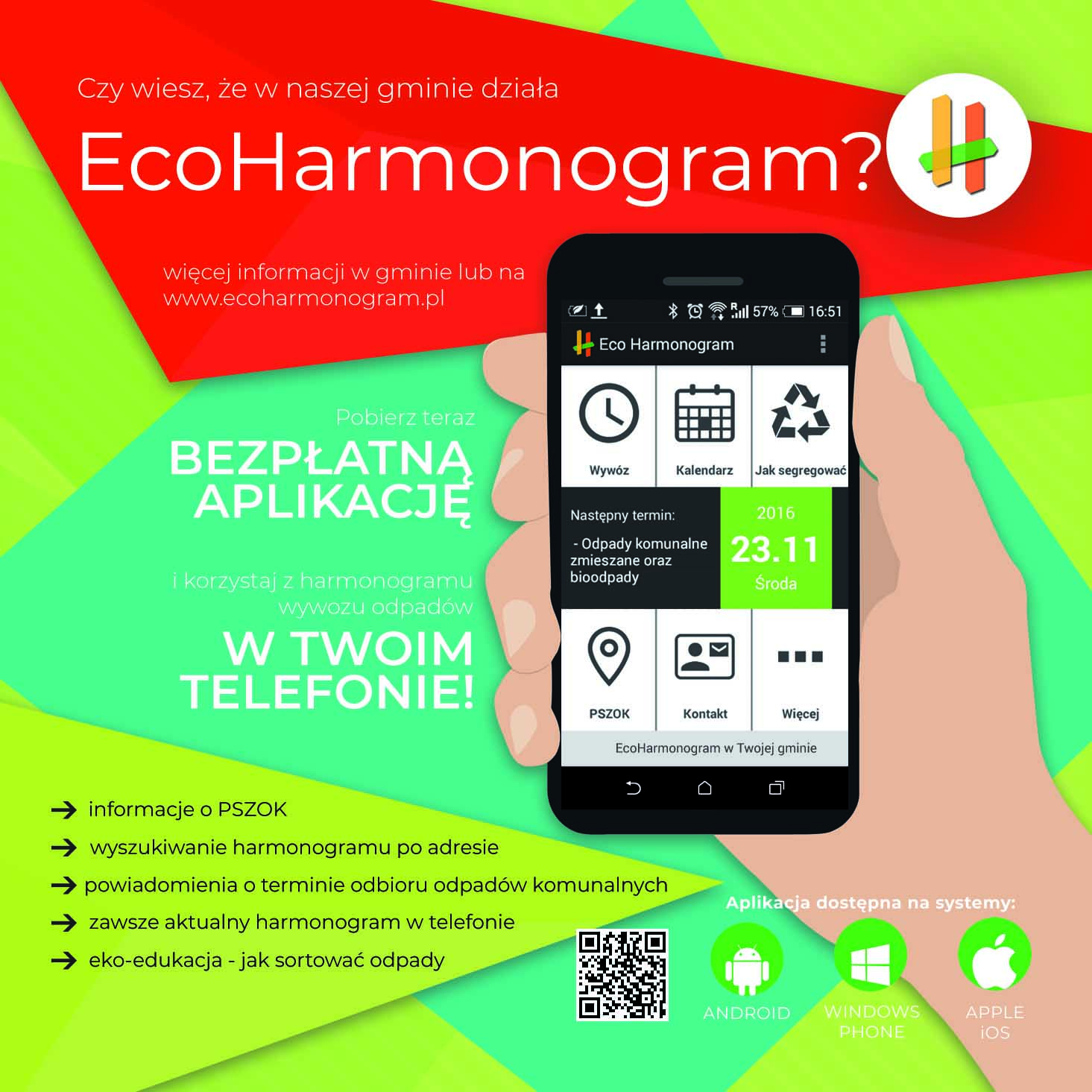 Plakat o aplikacji Eco Harmongram